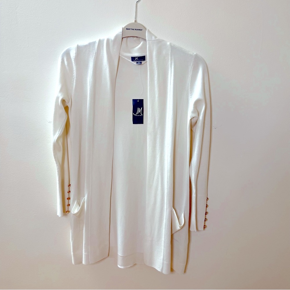 NWT JM Collection Women’s Open Front Sweater with gold buttons on sleeve  XS